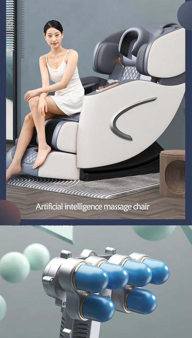 Q1 Luxury 5D Zero Gravity Full Body Shiatsu Massage Chair Recliner 9D Leather Cover Modern Style with Foldable Feature Black
