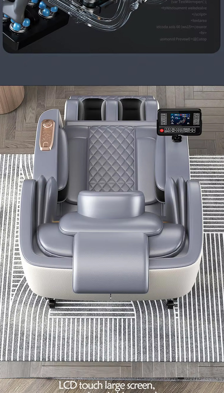 Q1 Luxury 5D Zero Gravity Full Body Shiatsu Massage Chair Recliner 9D Leather Cover Modern Style with Foldable Feature Black