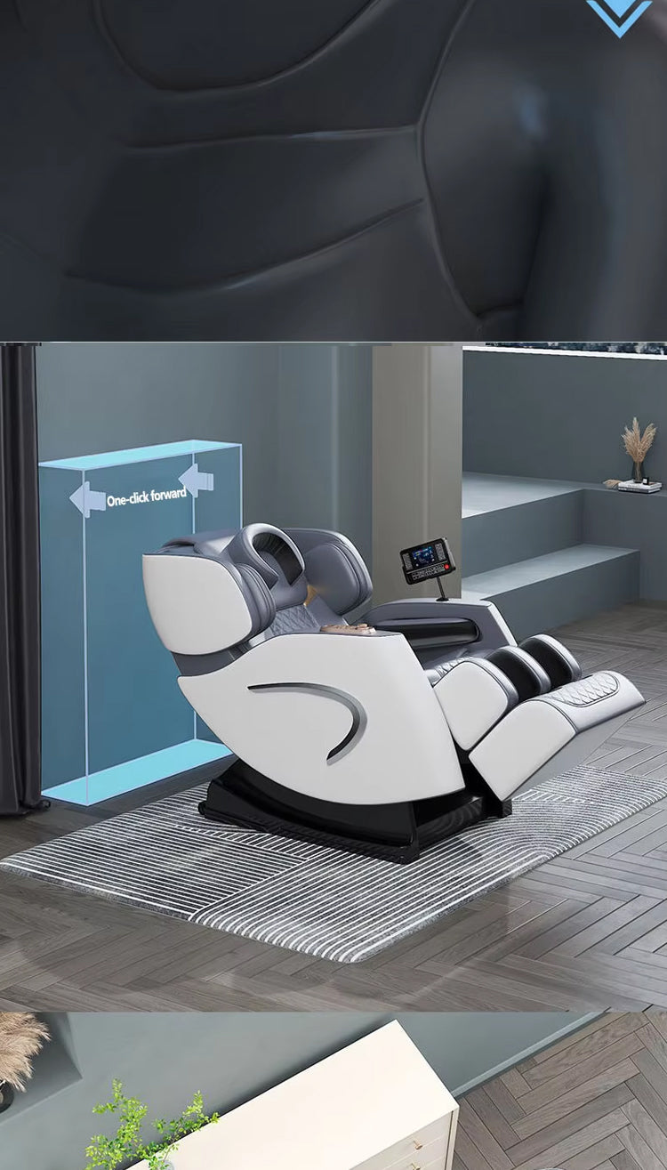 Q1 Luxury 5D Zero Gravity Full Body Shiatsu Massage Chair Recliner 9D Leather Cover Modern Style with Foldable Feature Black