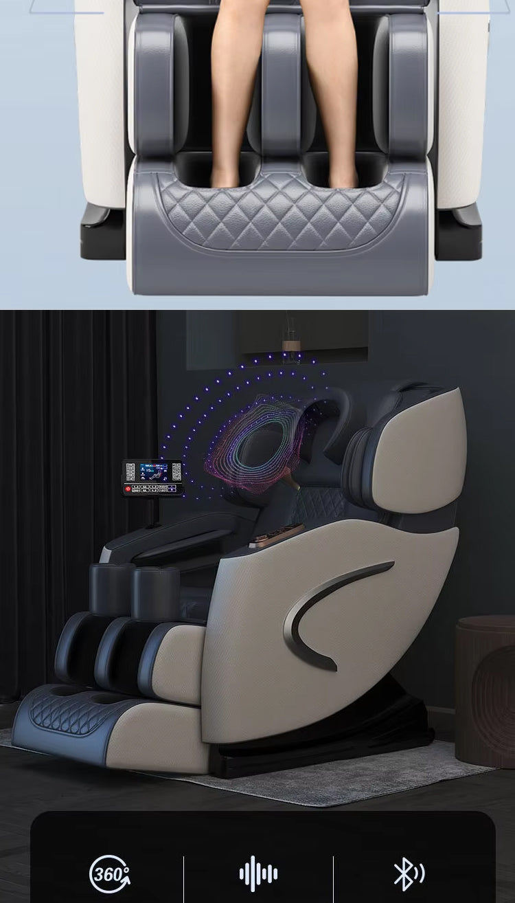 Q1 Luxury 5D Zero Gravity Full Body Shiatsu Massage Chair Recliner 9D Leather Cover Modern Style with Foldable Feature Black