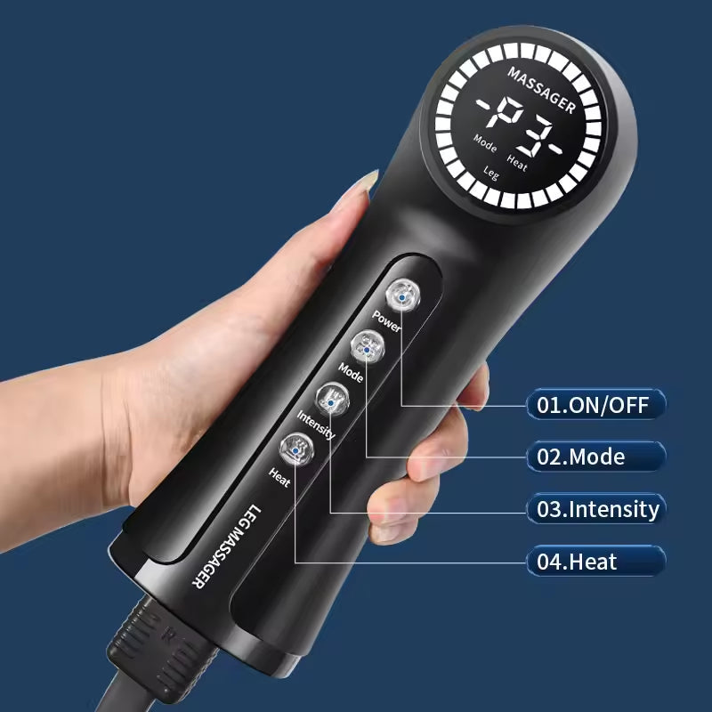 CL-705-2 Electric Air Compression Leg Foot Massager with Calf Heat for Better Circulation & Pain Relief Knee Massager Massage Product