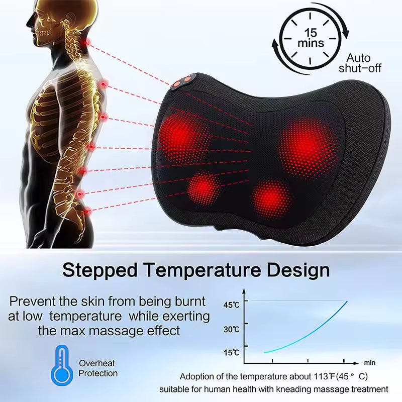 CL-016 High Quality Rechargeable Deep Shiatsu Hot Compress Kneading Body Pillow for Neck Waist Muscle Pain Relief