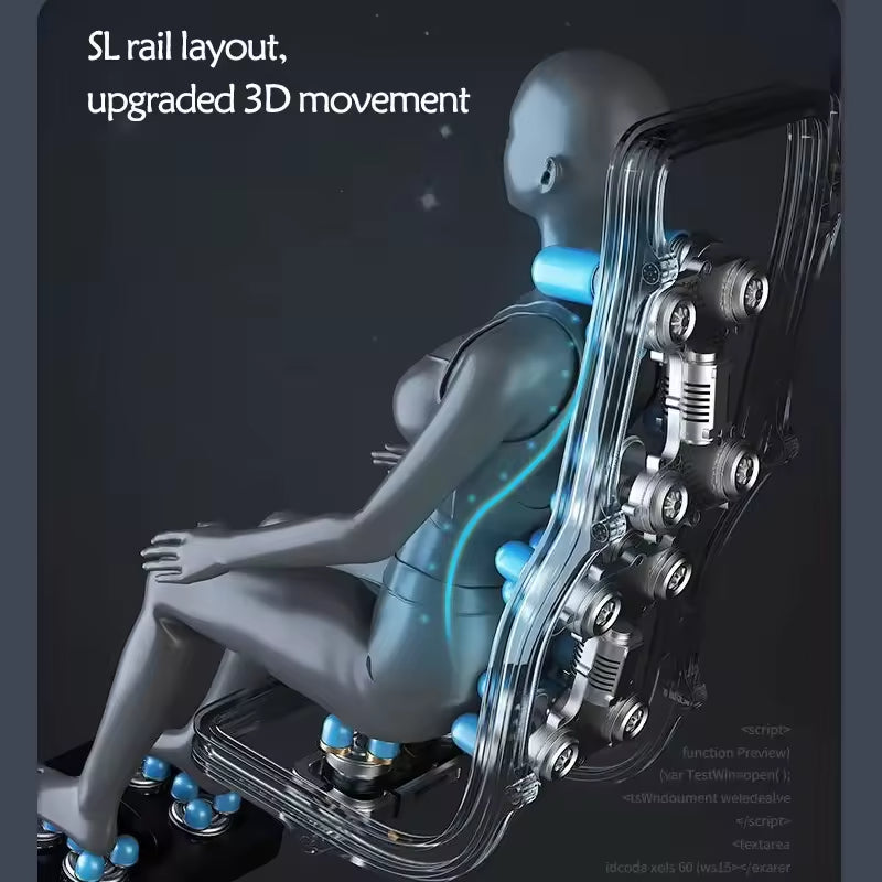 Q1 Luxury 5D Zero Gravity Full Body Shiatsu Massage Chair Recliner 9D Leather Cover Modern Style with Foldable Feature Black