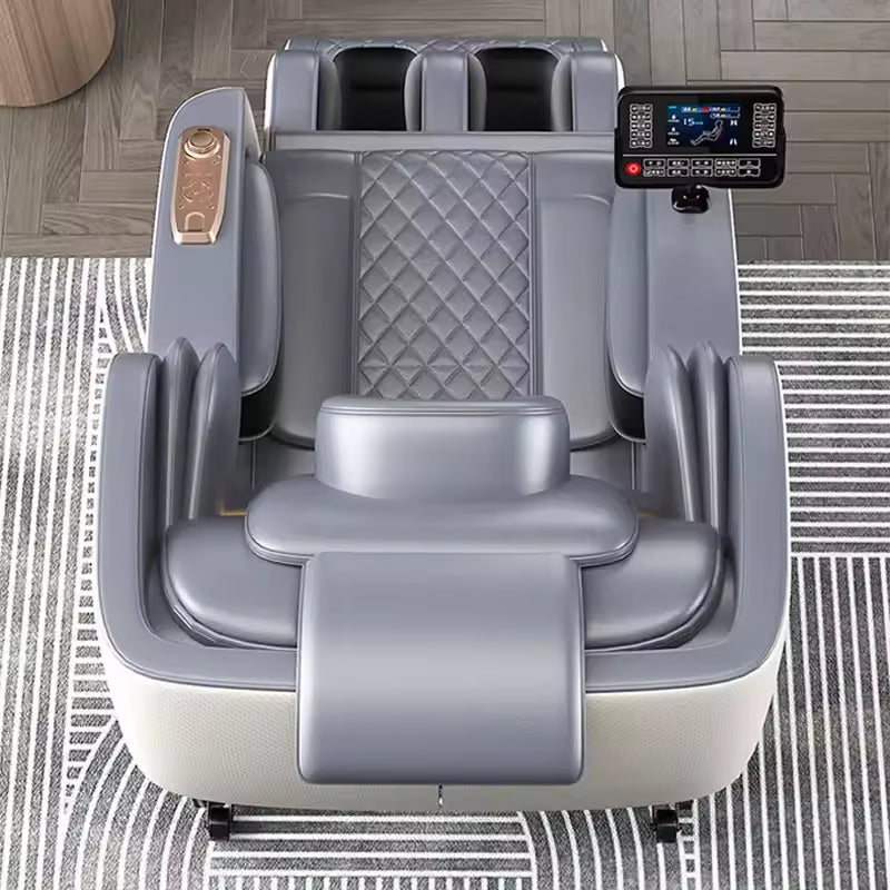 Q1 Luxury 5D Zero Gravity Full Body Shiatsu Massage Chair Recliner 9D Leather Cover Modern Style with Foldable Feature Black