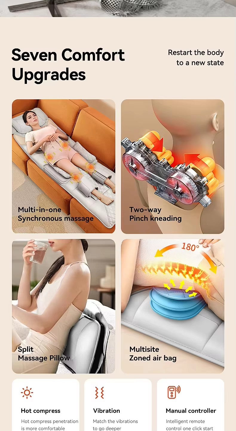 U6 Best-Selling Heated Electric Airbag Infrared Back Massage Mattress New Products Whole Body Vibration for Neck Made Leather