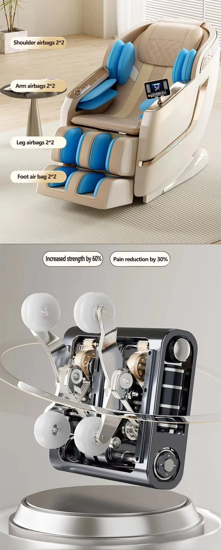 T2 Best Quality Full Body Zero Gravity Electric Automatic Massage Chair Shiatsu Manufacturer's Design with Back Facial Features