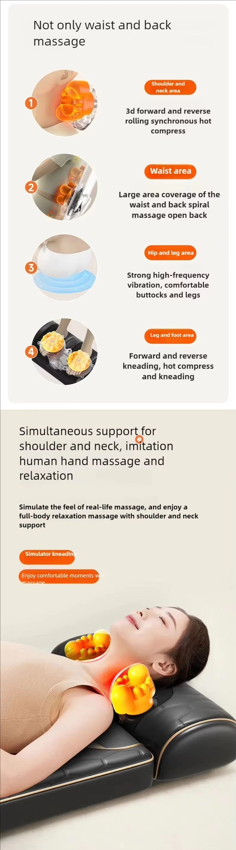 U3 Rolling Shiatsu Massage Cushion Kneading Back Body Mattress Vibrator Seat Cushions Pain Relief Back Massage Machine