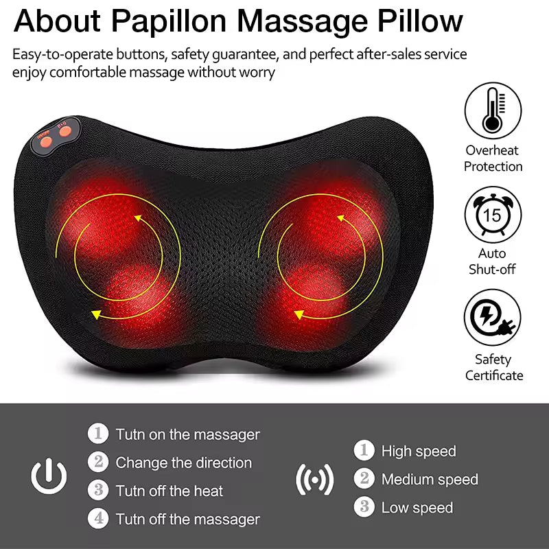 CL-016 High Quality Rechargeable Deep Shiatsu Hot Compress Kneading Body Pillow for Neck Waist Muscle Pain Relief