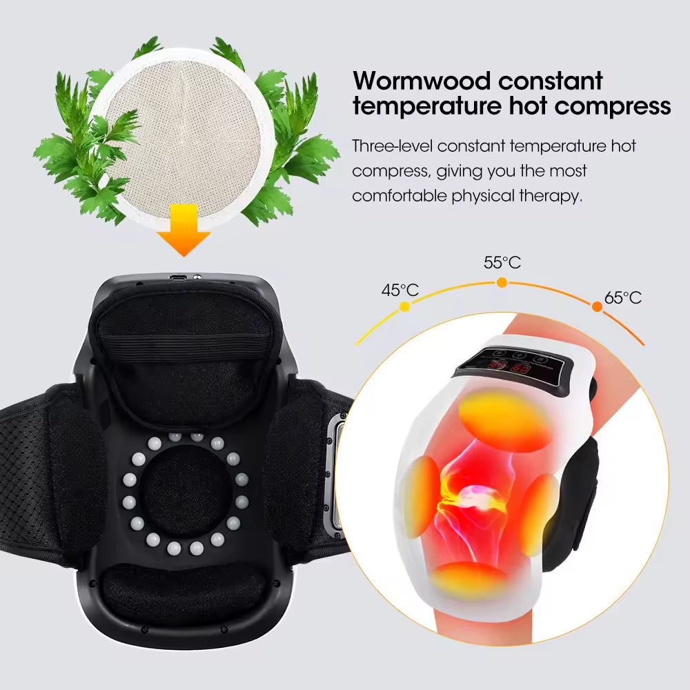 HX01 Smart Infrared Physiotherapy Knee Massager Arthritis Pain Relief Joint Massage Machine with Hot Compress Vibration Heat Feature