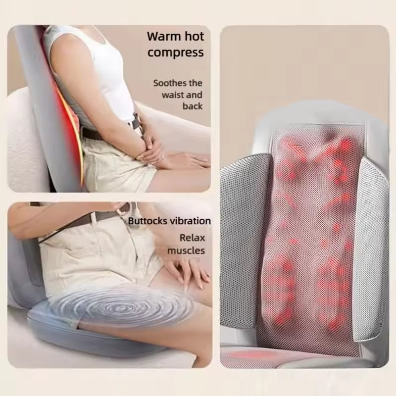 CL-56 3D Neck Roller Massage Cushion With Sliding Backrest & Vibrating Seat Portable Design for Home/Car Use
