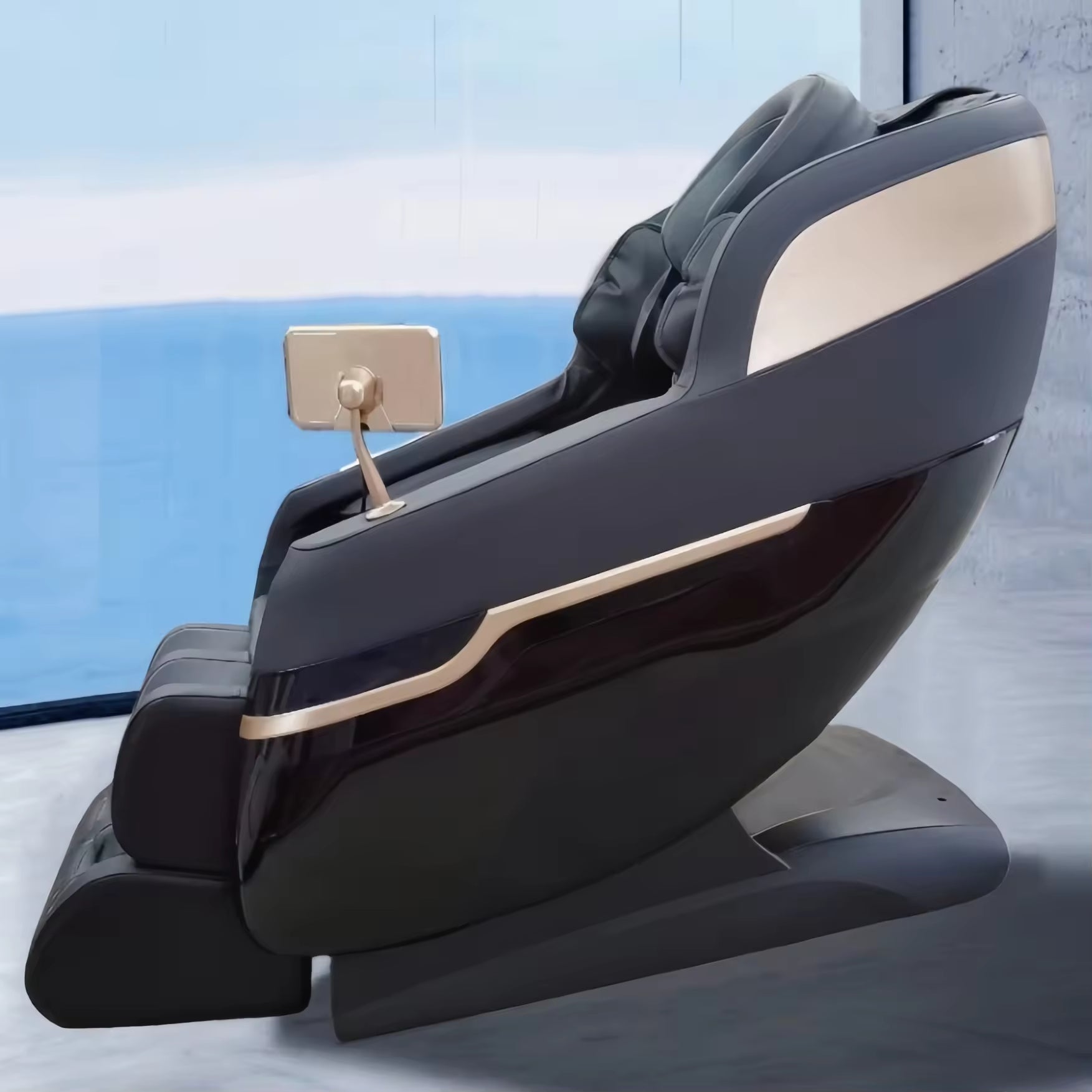 R8 Modern 3D Full Body Leather Massage Chair 8 Roller Technology Smart Therapy Vibrating Seat Neck Foot Gravity Air Pressure