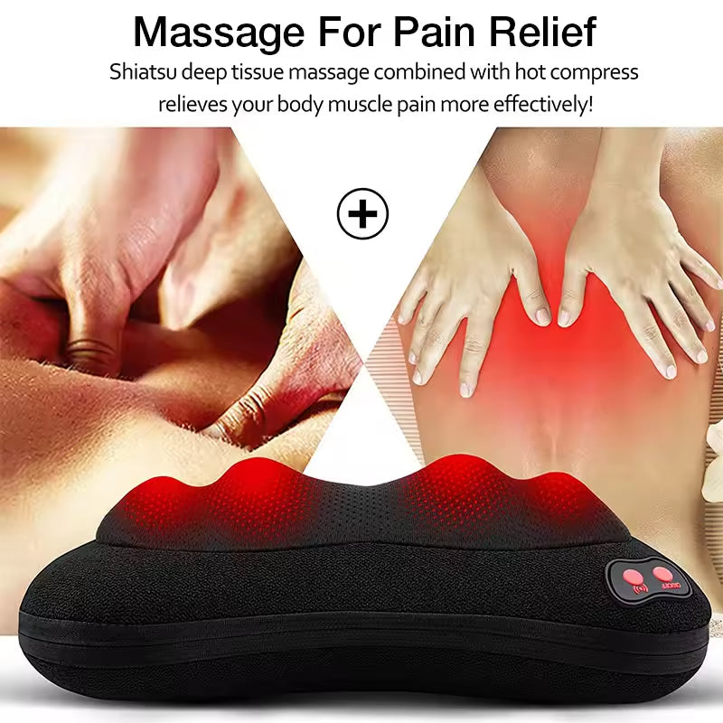 CL-016 High Quality Rechargeable Deep Shiatsu Hot Compress Kneading Body Pillow for Neck Waist Muscle Pain Relief