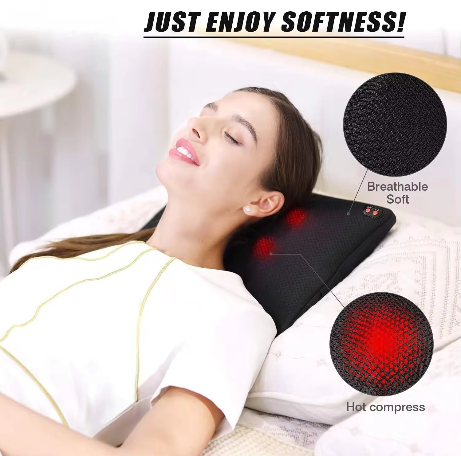 CL-168X Electric Shiatsu Massager for Neck and Shoulders for Car and Home Use Comfortable Cervical Lumbar Pillow