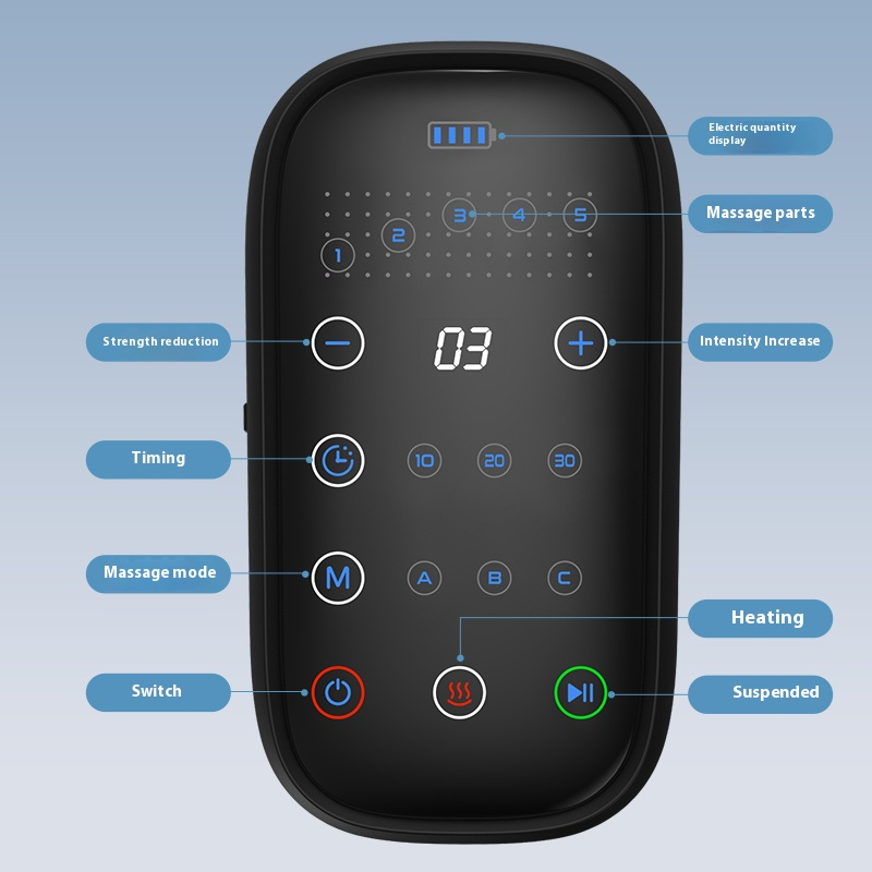 A102 Portable Wireless Air Compression Leg Massager 5 Chamber Design for Pain Relief and Muscle Recovery