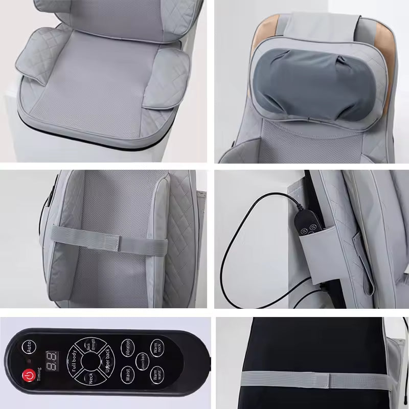 CL-56 3D Neck Roller Massage Cushion With Sliding Backrest & Vibrating Seat Portable Design for Home/Car Use