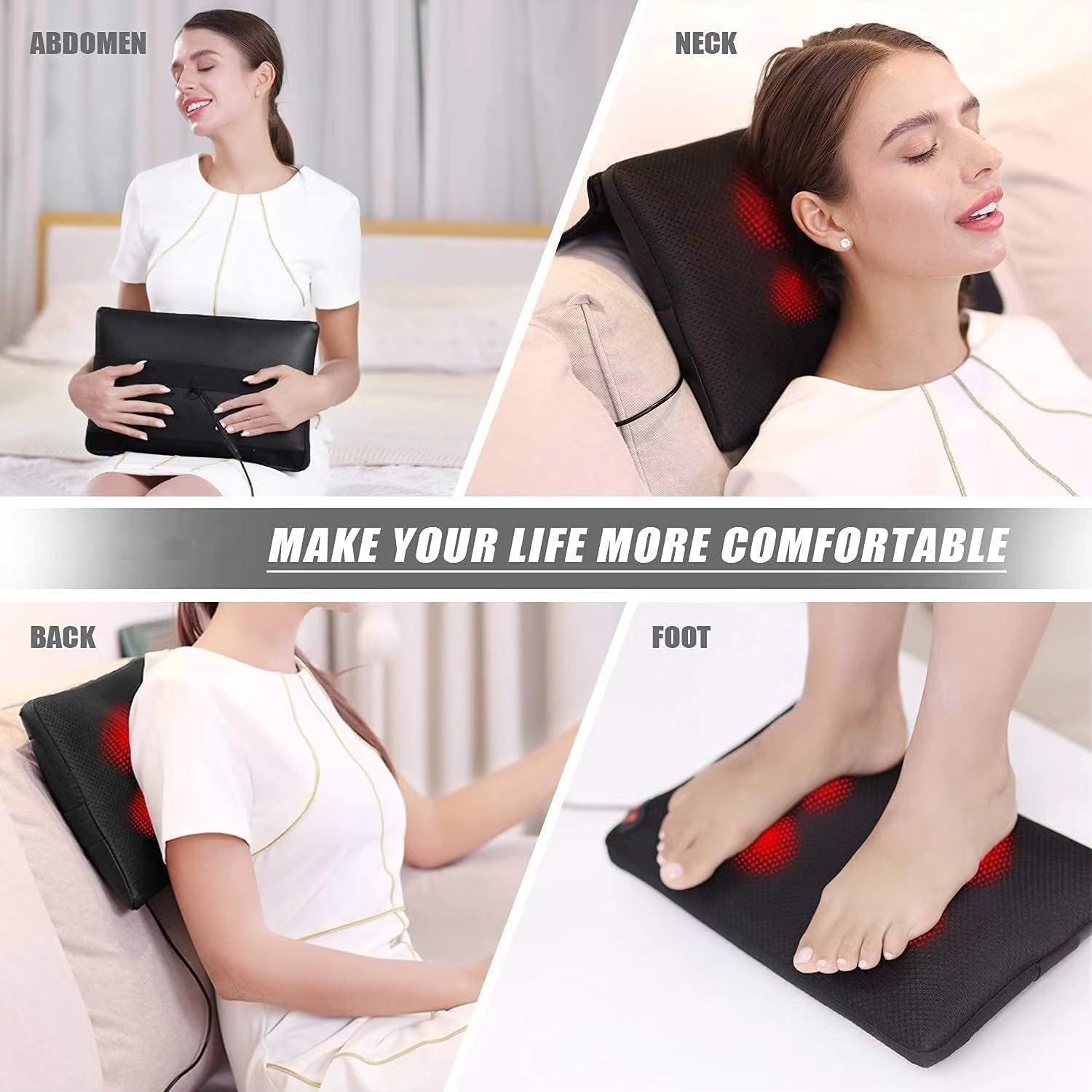 CL-168X Electric Shiatsu Massager for Neck and Shoulders for Car and Home Use Comfortable Cervical Lumbar Pillow