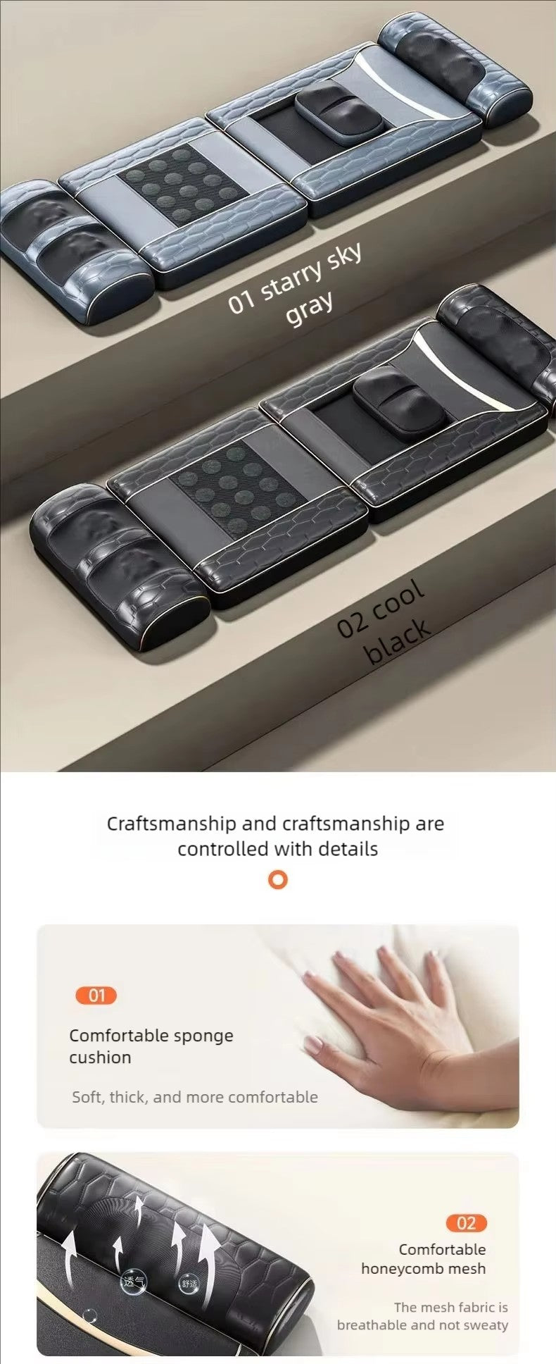 U3 Rolling Shiatsu Massage Cushion Kneading Back Body Mattress Vibrator Seat Cushions Pain Relief Back Massage Machine